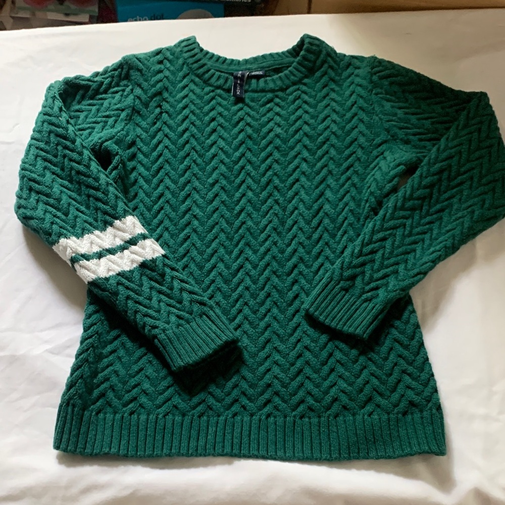 Janie and Jack Green Chevron Knit Sweater